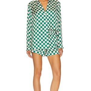 Show Me Your MuMu Green and White Checkered Pajama Bottoms